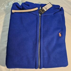 NOS Polo Ralph Lauren Full Zip Hooded Sweatshirt 2XL Royal Blue Hoodie